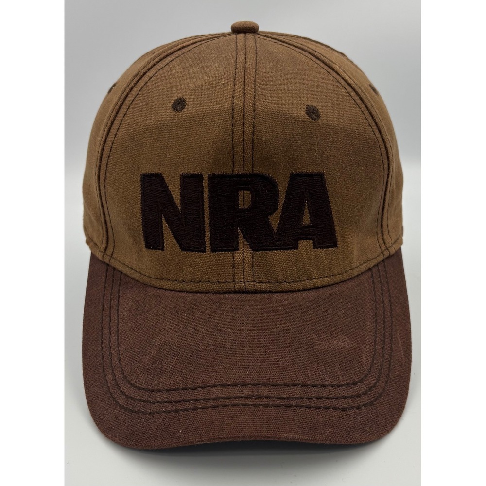NRA Mens OSFM Hat Brown Two-Tone Canvas Adjustable Strapback